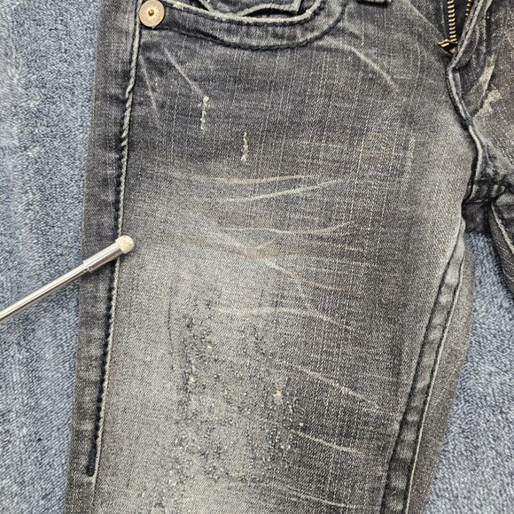 True Religion Billy Big T Jeans womens 26 Black Stretch Flap pockets distressed - Picture 9 of 16